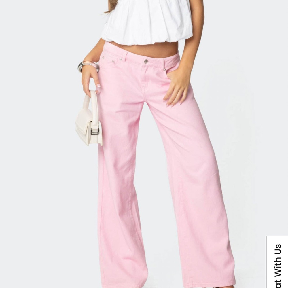 Edikted Roman Low Rise Slouchy Pink Jeans